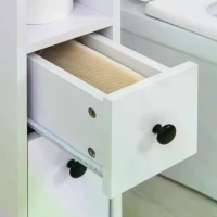 kleankin Slimline Bathroom Storage Unit w/ 2 Drawers 2 Open Compartments Wheels Handles Freestanding Compact Home Office Furniture White(m-9)