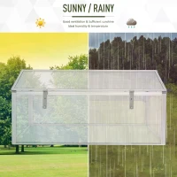 Outsunny Outdoor Greenhouse Polycarbonate Grow House Flower Vegetable Plants Raised Bed Garden Allotment Protector Aluminum Frame 100 x 100 x 48 cm(m-6)