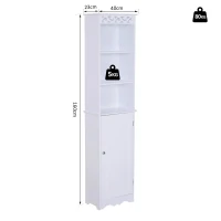 HOMCOM MDF Tall Bathroom Cabinet Longline Narrow Storage Unit Tower Cupboard Organiser w/ Adjustable shelf 160H x 40L x 23Wcm(m-3)