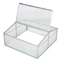 Outsunny Outdoor Greenhouse Polycarbonate Grow House Flower Vegetable Plants Raised Bed Garden Allotment Protector Aluminum Frame 100 x 100 x 48 cm(m-13)