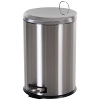 HOMCOM 20L T430 D29.2 x 44 H cm Step-on Trash Can Stainless Steel Round Garbage Bin Silent Gentle Open and Close Dustbin with Pedal(m-1)