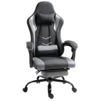 Vinsetto Racing Gaming Chair Faux Leather with Wheels, Armrest, Retractable Footrest, Removable Pillow Home Office,  Black(m-11)