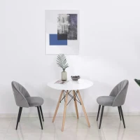 HOMCOM Nordic Armless Velvet Upholstered Dining Chair with Curved Backrest and Metal Legs Accent Leisure Chairs Set of 2, Grey(m-2)