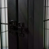 PawHut 66cm/26'' Wooden Decorative Dog Cage Pet Crate Double Door Small Animal with Tabletop, Black(m-4)