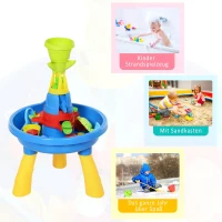 HOMCOM 46 x 46 x 72cm Outdoor Safe and High Quality Waterpark Play Table with 21-Piece Accessory Set, Blue(m-4)