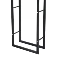 HOMCOM Metal Firewood Log Holder Rack Elevated w/ Balanced Base Side Rails Indoor Outdoor Traditional Fireplace Log Storage Cradle 150 x 40 x 25cm(m-7)