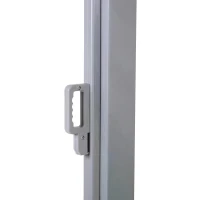 Outsunny Retractable Folding Side Awning Screen Fence Patio Garden Outdoor Privacy Divider with Steel Pole 300 L x 200 H cm Grey(m-11)