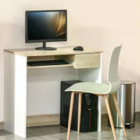 HOMCOM Compact Computer Table with Keyboard Tray Drawer Study Office Working Writing Desk, Oak Colour(m-10)