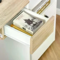 HOMCOM Compact Computer Table with Keyboard Tray Drawer Study Office Working Writing Desk, Oak Colour(m-9)