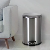 HOMCOM 20L T430 D29.2 x 44 H cm Step-on Trash Can Stainless Steel Round Garbage Bin Silent Gentle Open and Close Dustbin with Pedal(m-6)