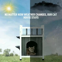 PawHut Solid Wood 2-story Cat Kitty House Condo Style Elevated Pet Shelter(m-7)