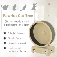 PawHut Cat Tree with Carpet Runway Wooden Sisal-Covered Cat Tower Condo Playground Furniture for Kittens Pets Activity Tree Natural Grey(m-4)