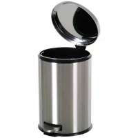 HOMCOM 20L T430 D29.2 x 44 H cm Step-on Trash Can Stainless Steel Round Garbage Bin Silent Gentle Open and Close Dustbin with Pedal(m-11)