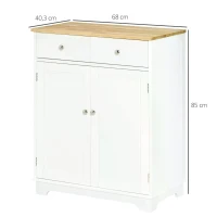 HOMCOM Kitchen Floor Cabinet Side Storage Cupboard Multi-use Sideboard Table with Solid Wood Top, Adjustable Shelf,Drawer for Dining Room, Living Room,Hallway(m-3)