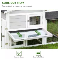 PawHut 2 Tier Wooden Rabbit Hutch Small Pet House Bunny Run Cage with Pull Out Tray Ramps Lockable Doors Large Run Area Asphalt Roof for Outdoor Grey(m-6)