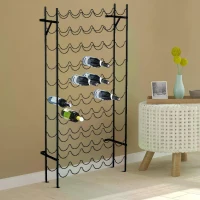 HOMCOM Wine Holder Rack with 10 Tier 60 Bottles Storage Ideal Bar Display in Black 63 x 20.5 x 118cm(m-6)