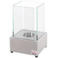 HOMCOM Portable Fireplace Ethanol Tabletop Fireplace Indoor Outdoor with Cover(m-1)