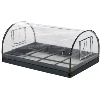 Outsunny 12 Grids Garden Bed Planter Kit Box with Greenhouse with 2 Roll Up Windows Dual Use, Outdoor, PVC Cover, 120 x 79 x 53cm(m-4)
