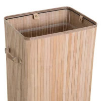HOMCOM 70L Collapsible Bamboo Laundry Hamper Organizer Clothes Washing Basket Bin Storage Box w/ Lid Removable Lining 40x30x60cm(m-9)