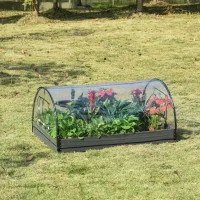 Outsunny 12 Grids Garden Bed Planter Kit Box with Greenhouse with 2 Roll Up Windows Dual Use, Outdoor, PVC Cover, 120 x 79 x 53cm(m-2)