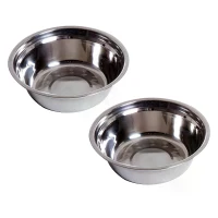 PawHut Raised Dog Bowls Stainless Steel Pet Feeding Bowl Elevated Twin Dog Bowls Water Food Feeder 43.7L x 24W x 15H cm - Brown(m-5)