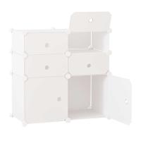 HOMCOM DIY Plastic Wardrobe Closet Free Standing Cupboard 6 Cubic Organizer Home Clothes T-shirt Divider - White