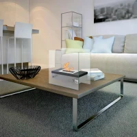 HOMCOM Portable Tabletop Ventless Ethanol Fireplace Indoor Outdoor Fire Pit, 18.5"x 7.75" (47cmx20cm), Silver and Black(m-2)