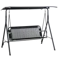 Outsunny 3 Seater Canopy Swing Chair Garden Rocking Bench Patio Balcony Terrace w/ Canopy Black(m-9)