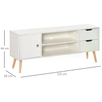 HOMCOM Modern TV Stand for TVs up to 42'' Flat Screen, TV Console Cabinet with Storage Shelf, Drawers, Cable Hole, Home Entertainment Center, Living Room Bedroom and Office, White(m-3)