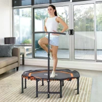HOMCOM 45” Octagonal Mini Trampoline Rebounder Indoor Outdoor Mini Jumper with Adjustable Handle - Orange(m-2)