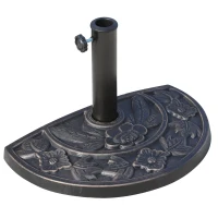 Outsunny 9kg Resin Half Round Parasol Base Umbrella Stand Garden Outdoor Accessories - Adjustable Coupler Suitable Umbrella Rod: Φ3.8cm, Φ4.8cm(m-1)