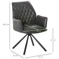 HOMCOM Swivel Dining Chair Upholstered Leisure Seat for Kitchen Living Room Office with Metal Legs(m-3)