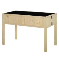 Outsunny Wood Rectangular Garden Planter Folding Design, Outdoor Workstation with Drainage Hole, 45.25'' x 22'' x 30''(m-4)