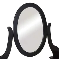 HOMCOM Dressing Table Vanity Set Vintage Desk Stool Mirror Makeup Furniture Shabby Chic Style Jewelry Cosmetic Storage w/ 5 Drawers Black(m-14)