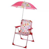 Outsunny Kids Camping Chair Portable Lightweight Folding Picnic Seat Outdoor for Garden Beach Poolside with Parasol Rabbit Pattern 39 x 39 x 52cm(m-4)
