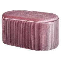 HOMCOM Rectangle Storage Ottoman Mid-century Modern Bench Stool Velvet Footrest Bedroom Living Room Furniture,Pink