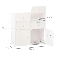 HOMCOM DIY Plastic Wardrobe Closet Free Standing Cupboard 6 Cubic Organizer Home Clothes T-shirt Divider - White(m-3)