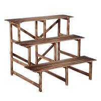 Outsunny 3 Tier Flower Stand Wood Planter Ladder Display Shelf Rack for Garden Outdoor Backyard 100Lx80Wx80H(cm)