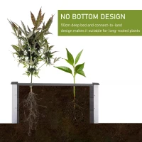 Outsunny Garden Rectangular Planting Flower Elevated Raised Seed Bed Stand Pot Outdoor Planter Vegetable Herb Holder Display Box - 50H x 100L x 50Wcm(m-5)