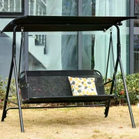 Outsunny 3 Seater Canopy Swing Chair Garden Rocking Bench Patio Balcony Terrace w/ Canopy Black(m-2)