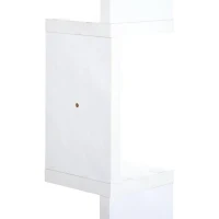 HOMCOM Wooden 5-tier Corner Shelf Wall Mount Zig Zag Floating Display Rack Bookcase Hanging CD Storage Home Furniture (White)(m-6)