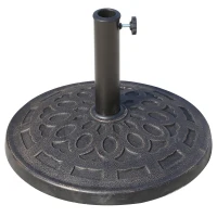 Outsunny 14kg Round Garden Parasol Base Holder Decorative Resin Market Umbrella Stand with Adjustable Coupler, Bronze(m-1)
