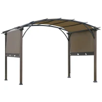 Outsunny 3 x 3m Outdoor Retractable Canopy Pergola Steel Frame Patio Pergola Shelter Sun Shade, Beige(m-1)