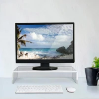 HOMCOM Large Clear Acrylic Perspex Monitor Computer TV Stand Riser Shelf Plinth Display Stand 12mm Thick(m-2)