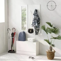 HOMCOM 3-In-1 Hallway Furniture Set Coat Rack Mirror Shoes Cabinet Storage Organiser White(m-8)