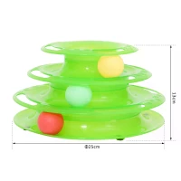 PawHut PET 3-level Tower Tracks for Cats Interactive Toy Kitty Disc Amusement Shelf Play Station Non-Slip Eco-friendly Green(m-3)