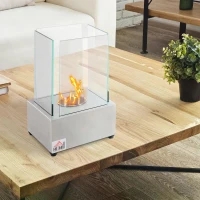 HOMCOM Portable Fireplace Ethanol Tabletop Fireplace Indoor Outdoor with Cover(m-7)