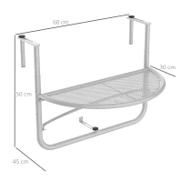 Outsunny Adjustable Balcony Hanging Rail Table Mini Desk Storage Rack Flower Stand(m-3)