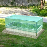 Outsunny Metal Raised Garden Bed Color Steel Screwless Heavy Duty Planter Box w/ Net Cover & Gloves for Growing Vegetables, Flowers, Herbs and Succulents(m-2)