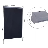 Outsunny Retractable Vertical Screen Garden Side Awning Privacy Blind Waterproof Outdoor Panel Wind & Sun UV Protection(m-3)